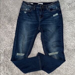 Vigoss Thompson Tomboy Outfitters Dark Wash Distressed Skinny Jeans size 29